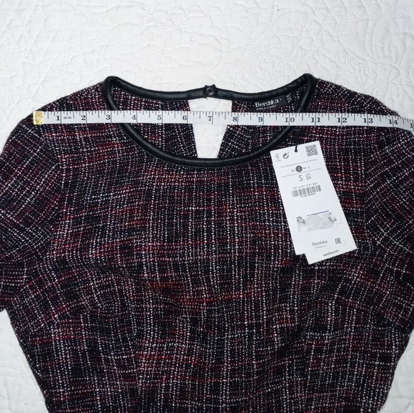 BERSHKA TWEED ROMPER DRESS HALF SLEEVE ROUND NECK SMALL - Picture 8 of 14